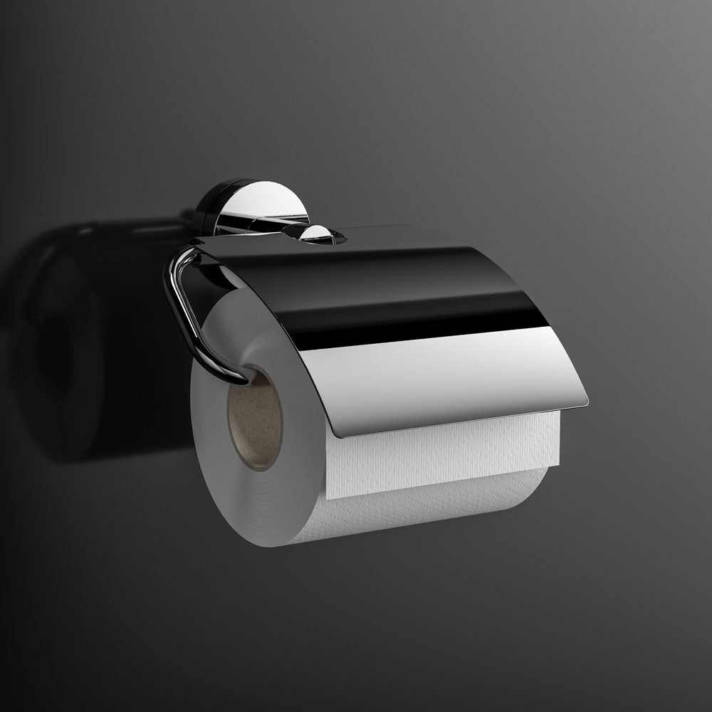 Treos Serie 555 Papierrollenhalter rund chrom mit Deckel