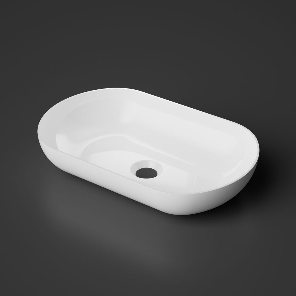 Aufsatzwaschbecken Oval in Weiß – 54,5cm breit – aus Mineralguss – Treos Serie 700