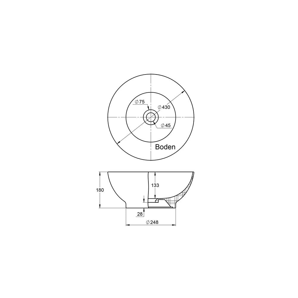 Aufsatzwaschtisch Keramik - Treos Serie 800 - in Ø 43cm - weiß