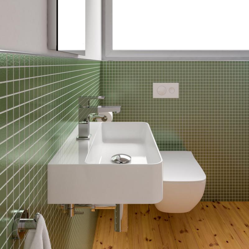 Handwaschbecken Eckig in Weiß – 46,5cm breit – aus Keramik – Treos Serie 800
