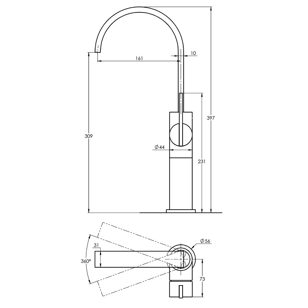 Treos Waschtischarmatur in Chrom - Serie 195 - mit erhöhtem Armaturenkörper