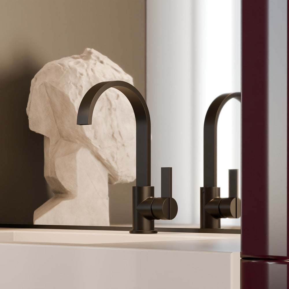 Treos Waschtischarmatur in Schwarz Matt - Serie 195 - mit Druckverschluss