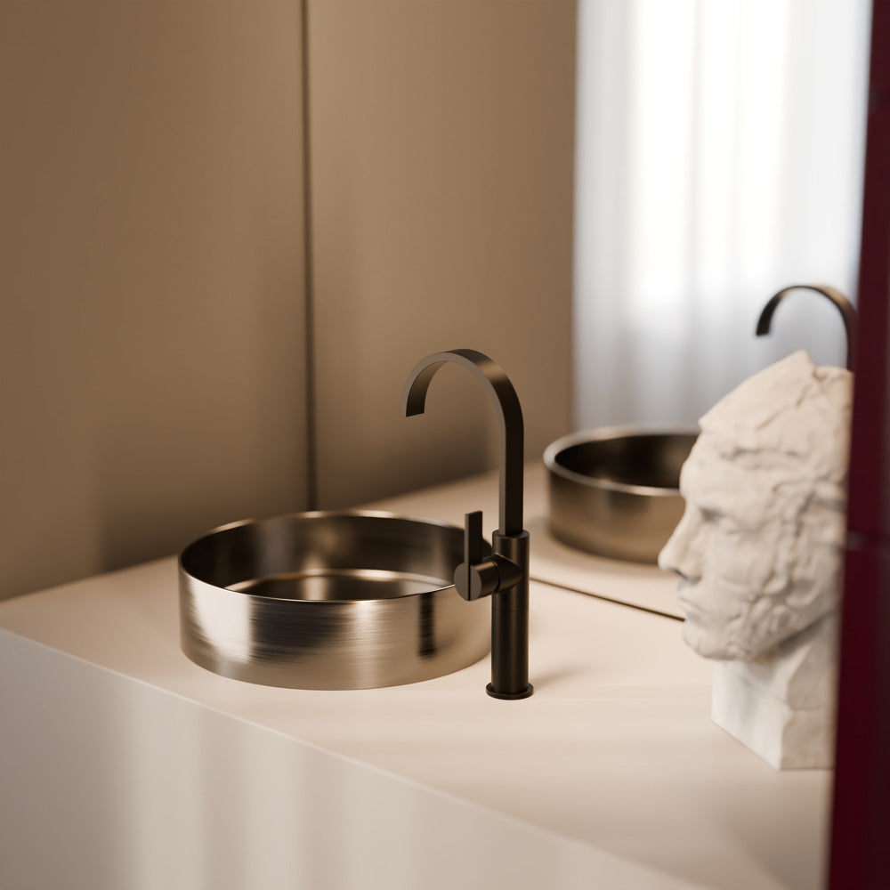 Treos Waschtischarmatur in Schwarz Matt - Serie 195 - mit erhöhtem Armaturenkörper