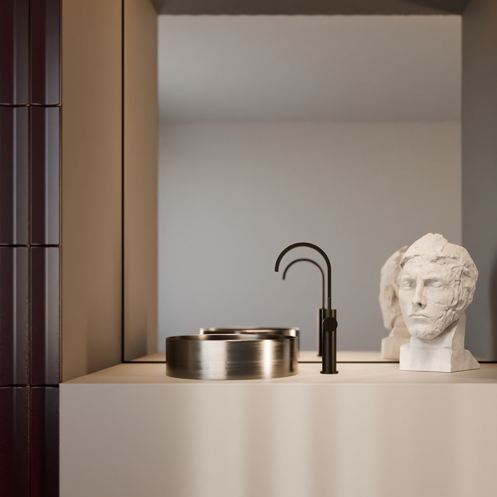 Treos Waschtischarmatur in Schwarz Matt - Serie 195 - mit erhöhtem Armaturenkörper