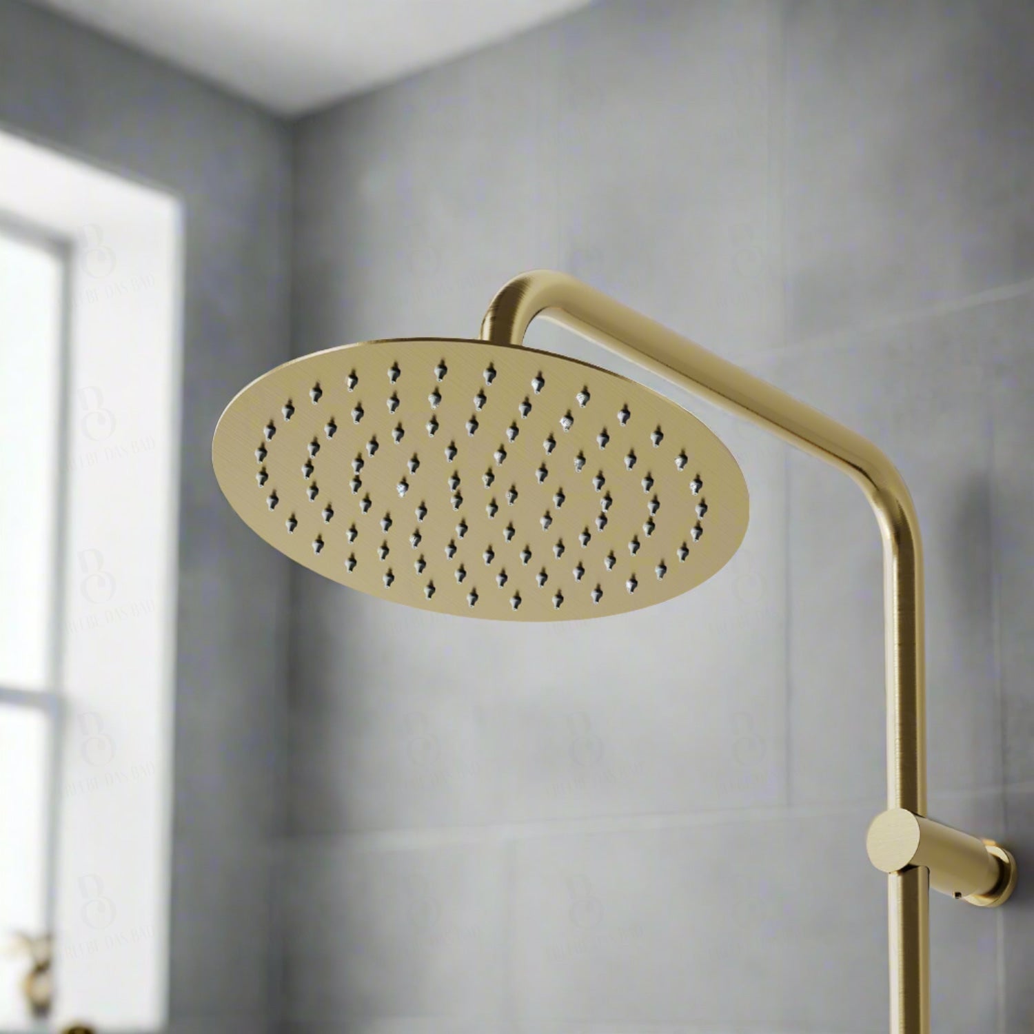 Steinberg Duschsystem - Brushed Gold - Serie 101 - mit Thermostat - Regenbrause rund und Stabhandbrause