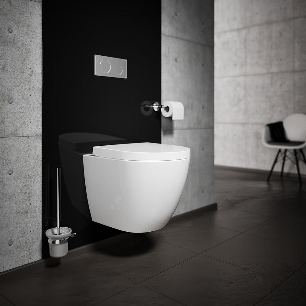 verkürztes WC nur 45cm - mit Sitz - spülrandlos - Treos Serie 810 - Toilette Raumspar-WC - (Set)