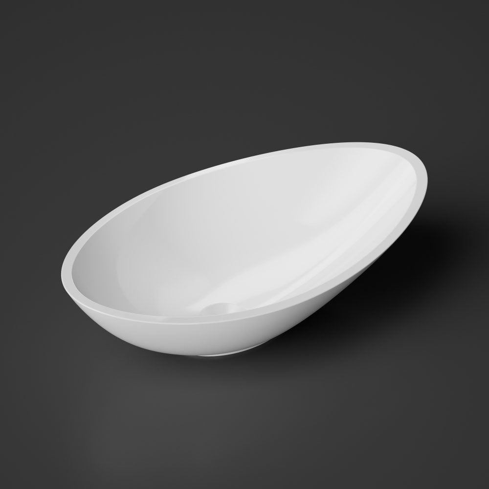 Aufsatzwaschtisch oval - aus Mineralguss - Breite 56,3cm - Treos Serie 710 - weiß