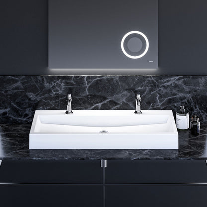 Doppelwaschtisch eckig - aus Mineralguss - Breite 100cm - Treos Serie 712 - weiß
