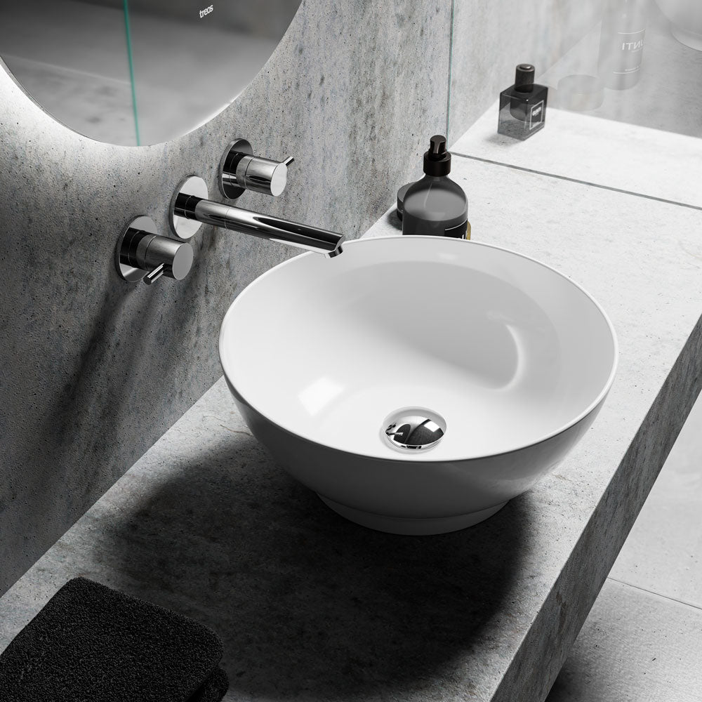 Aufsatzwaschtisch Keramik - Treos Serie 800 - in Ø 43cm - weiß