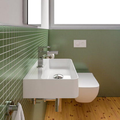 Handwaschbecken Eckig in Weiß – 46,5cm breit – aus Keramik – Treos Serie 800