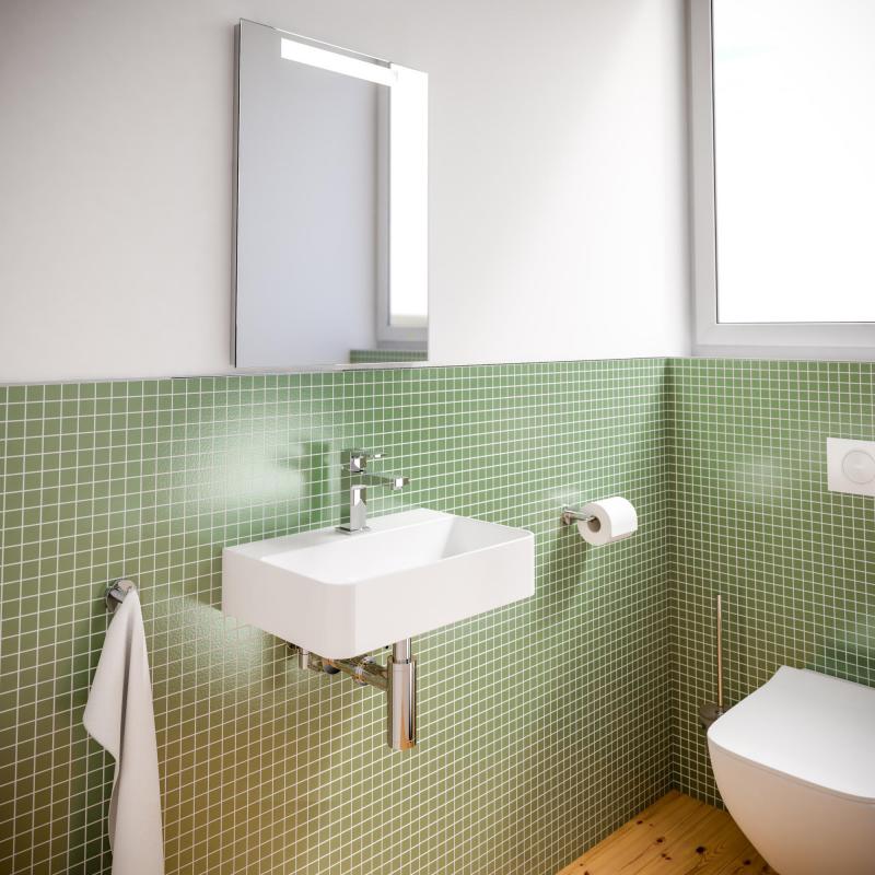 Handwaschbecken Eckig in Weiß – 46,5cm breit – aus Keramik – Treos Serie 800