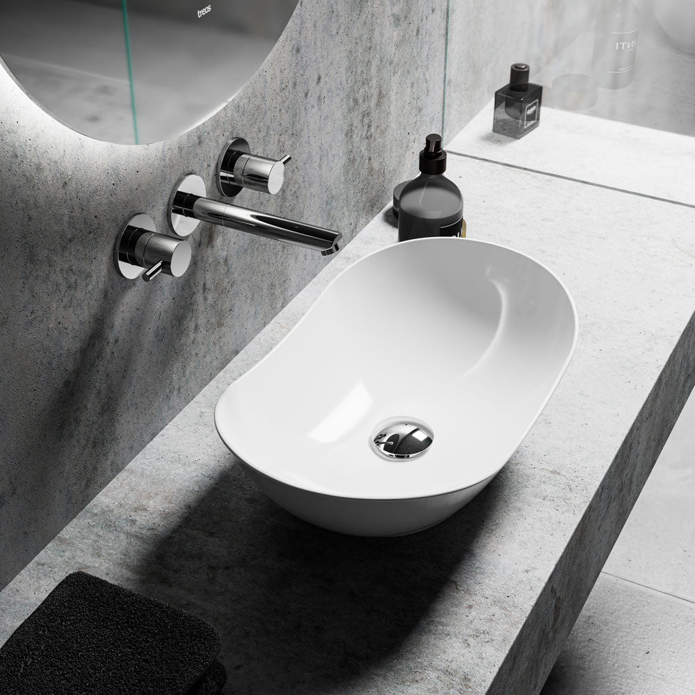 Aufsatzwaschtisch Keramik - Treos Serie 800 - Breite 52cm - weiß