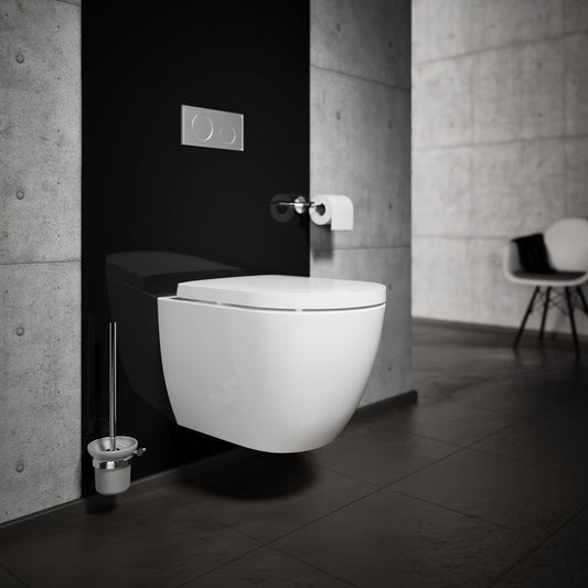 Wand-Tiefspül-WC inkl. WC-Sitz (Set) spülrandlos oval - Treos Serie 810 - weiß