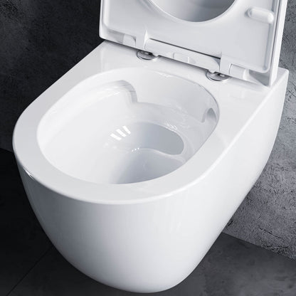 Wand-Tiefspül-WC inkl. WC-Sitz (Set) spülrandlos oval - Treos Serie 810 - weiß