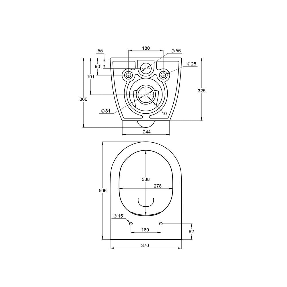 Treos Serie 810 Wand-Tiefspül-WC spülrandlos oval - ohne Sitz