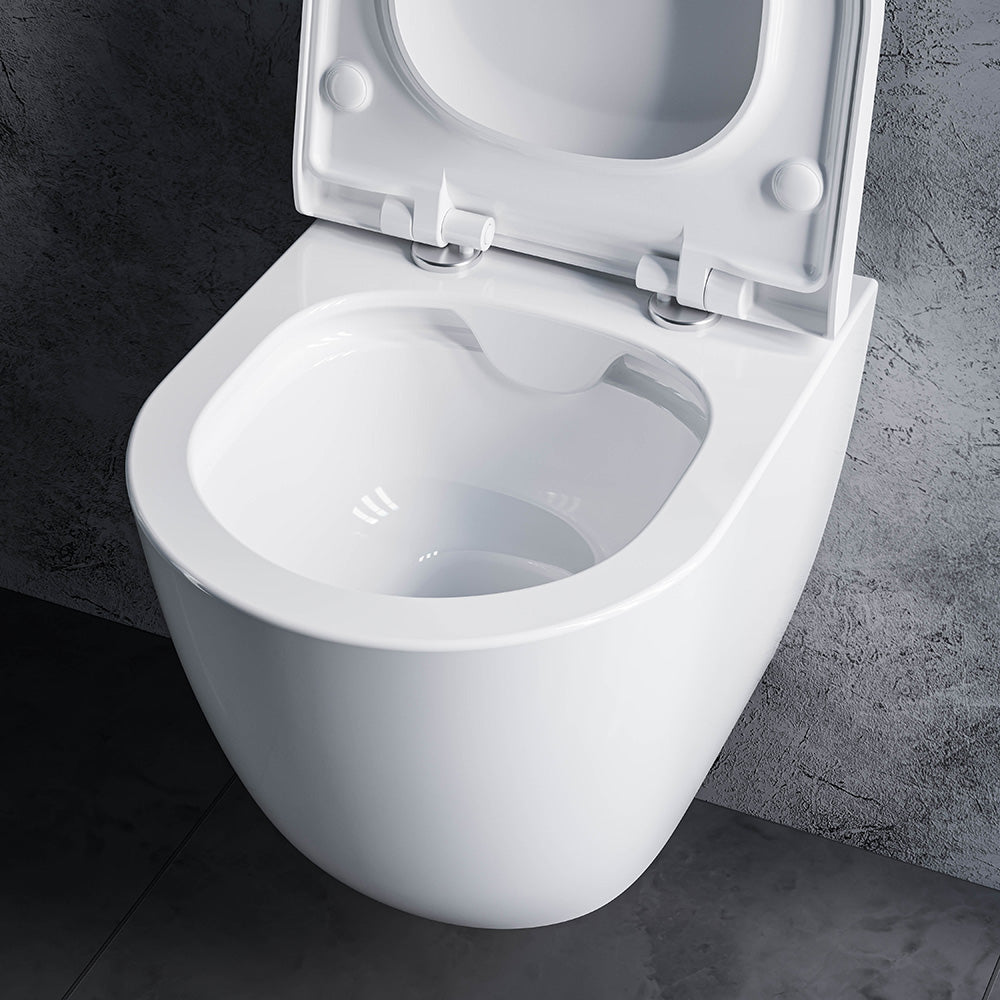 verkürztes WC nur 45cm - mit Sitz - spülrandlos - Treos Serie 810 - Toilette Raumspar-WC - (Set)